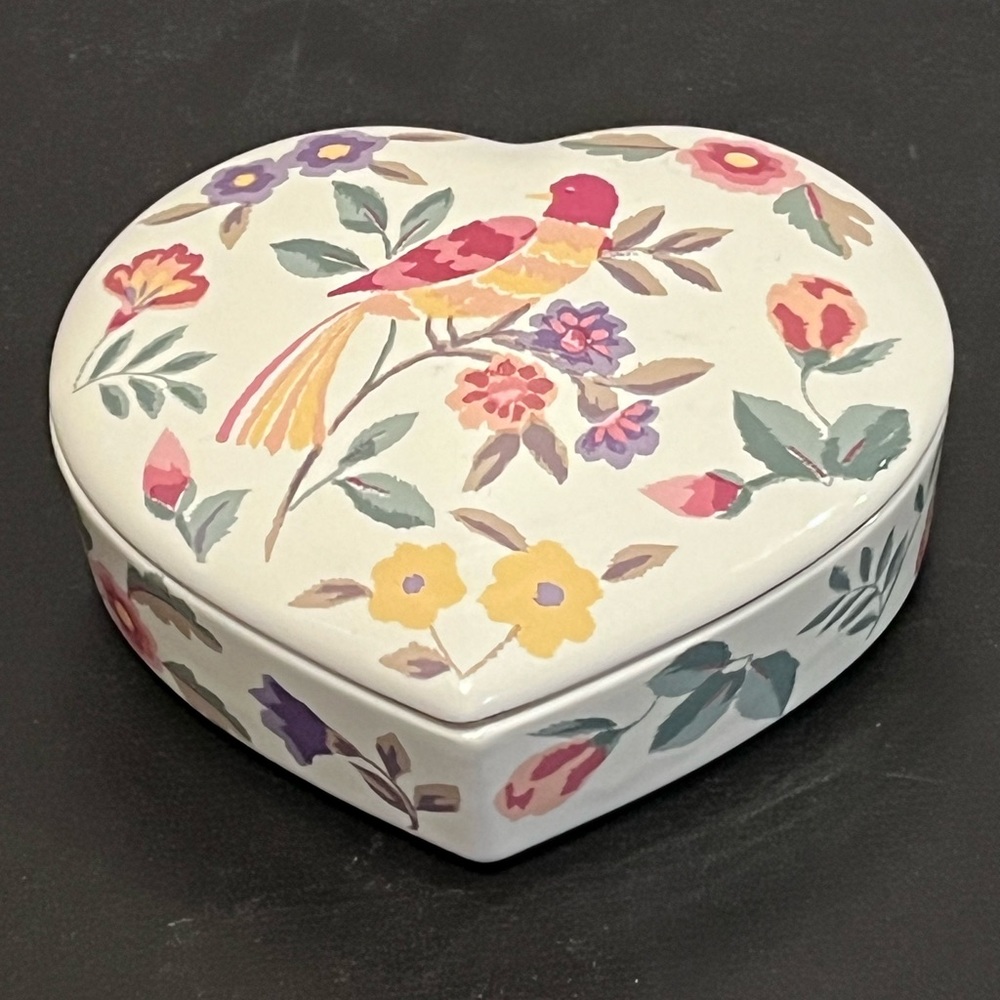 Otagiri Heart Shaped Bird of Paradise Trinket Box